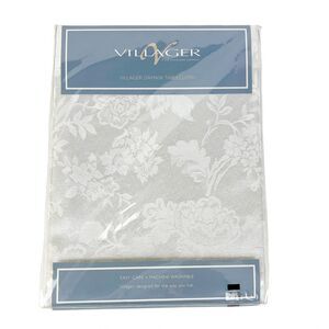 Tablecloth Liz Claiborne White Damask Rectangle 60x84 Villager Cotton Blend Vtg